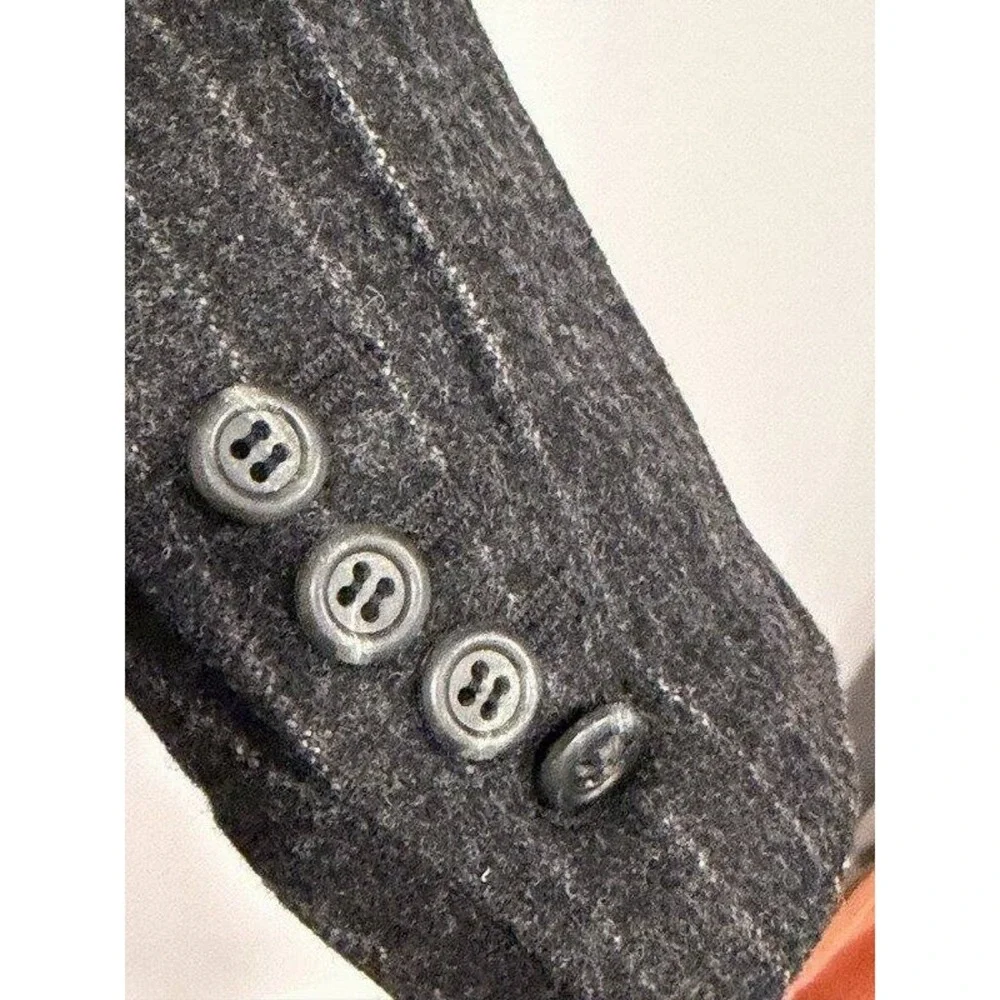 J‎ Crew Vintage 3 Button Wool Blend Charcoal Gray Chalk Stripe Blazer Jacket M